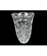 Cut Crystal Flower Vase, 8.5&quot;, Diamonds, Fans &amp; Etched Fruits, Double Sc... - $93.75 CAD