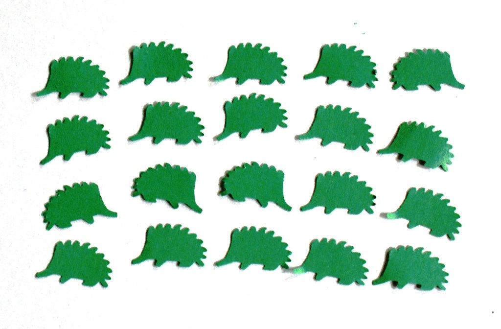 50 Green Hedgehog Punch Scrapbook die cut cutout Confetti embellishments - $1.50