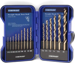 Comoware Cobalt Drill Bit Set- 15Pcs M35 High Speed Steel Twist Jobber, 3/8&quot; - $38.08