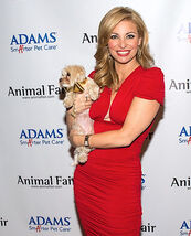 AMANDA DRURY CNBC journalist red dress candid two photo set with furry f... - $9.99