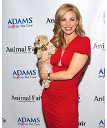 AMANDA DRURY CNBC journalist red dress candid two photo set with furry f... - $9.99