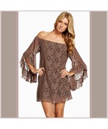 Casual Summer Long Flare Sleeve Off Shoulder Lace Mini Beach Dress in 4 ... - £34.32 GBP