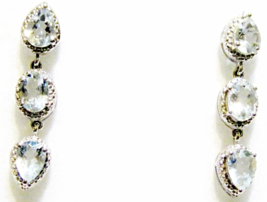 Blue Aquamarine Pear & Oval Dangle Earrings, Platinum / 925 Silver, 3.85(Tcw) - $95.00