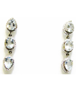 BLUE AQUAMARINE PEAR &amp; OVAL DANGLE EARRINGS, PLATINUM / 925 SILVER, 3.85... - $95.00