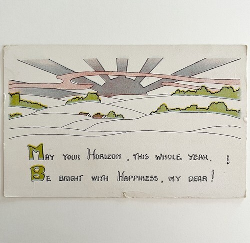 Horizon Gray Sun  New Year Greeting Victorian Card Postcard 1900s Floral PCBG11B Item image 2