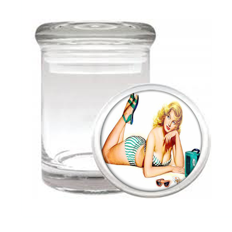 Gorgeous Pin Up / Vintage Radio Medical Glass Jar 031