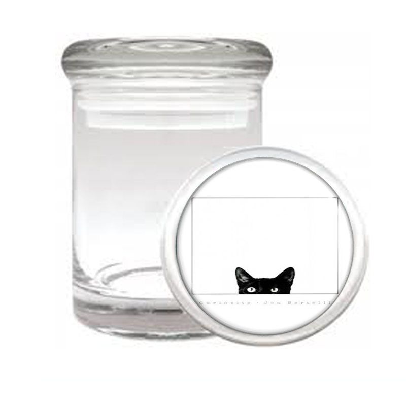 Black Cat Curiosity Very Cute Medical Glass Jar 024