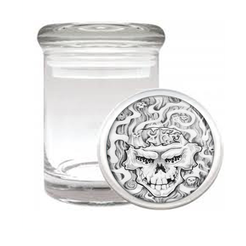 Skull Tattoo Scary Horror Medical Glass Jar 124