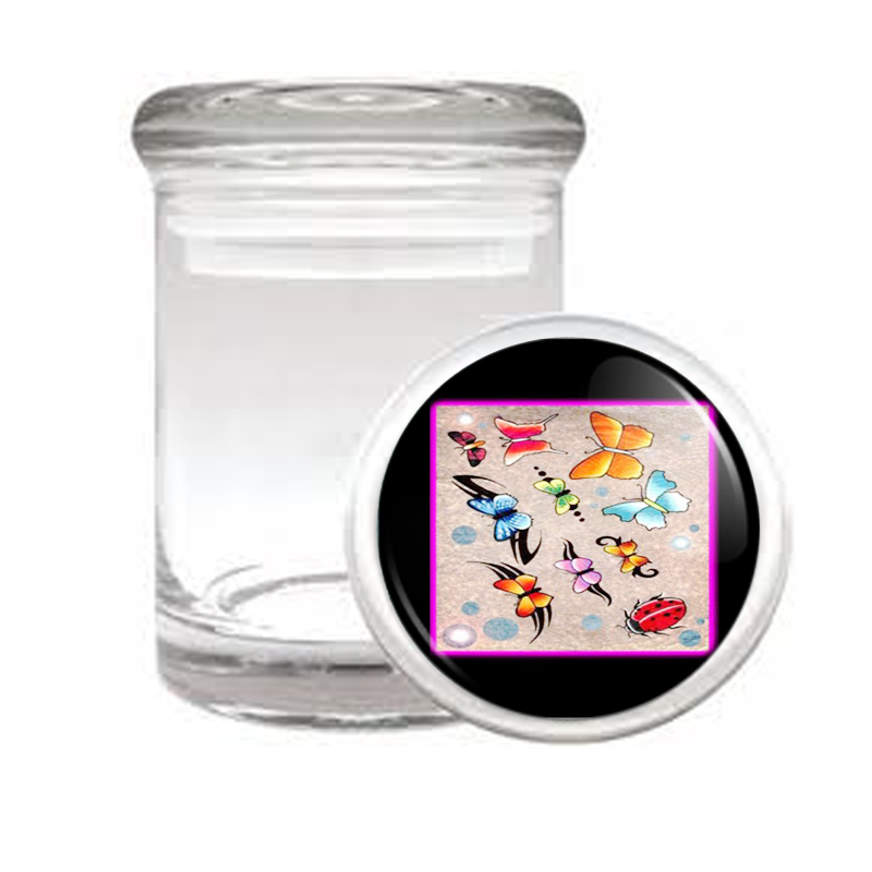 Butterfly Colorful Modern Art Medical Glass Jar 142