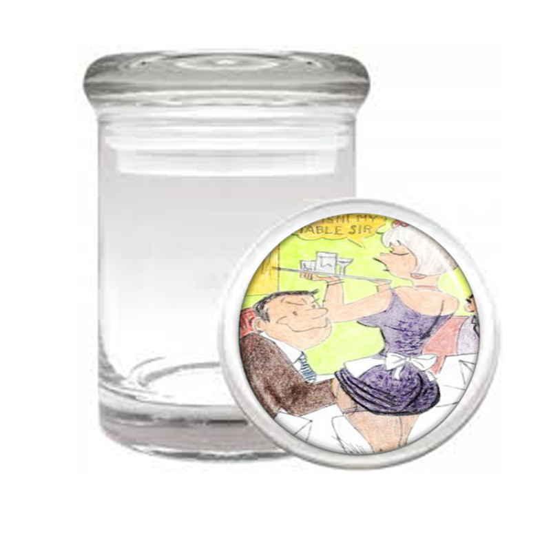 Sexy Rude Vintage Waitress Double-Sided Medical Glass Jar 197 - $14.48