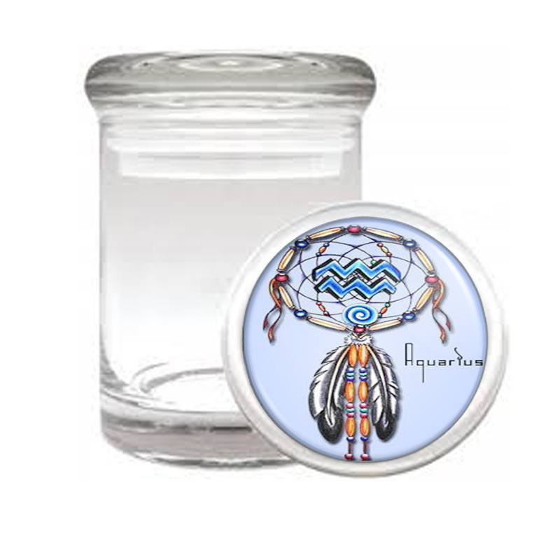 Aquarius Zodiac Dreamcatcher Medical Glass Jar 261