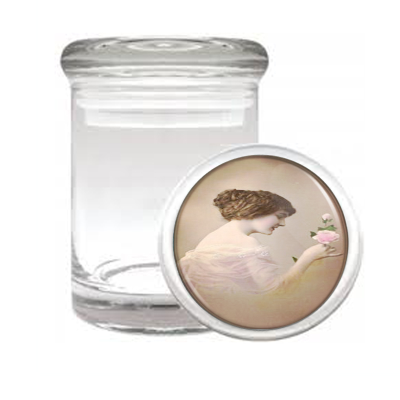 1914 Lovely Young Woman Photo, Medical Glass Jar 311