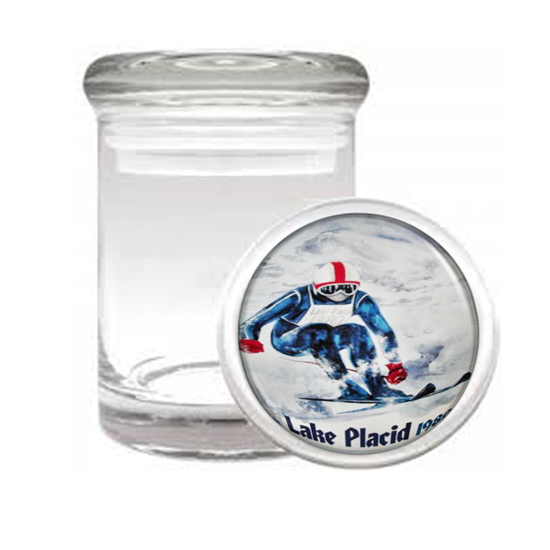 1980 Lake Placid Olympics Ski Medical Glass Jar 282 - $14.48