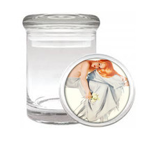 Beautiful Varga Girl Redhead Pin Up Medical Glass Jar 285 - £11.39 GBP