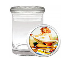 Pin Up Picnic Redhead Retro Medical Glass Jar 296 - £11.32 GBP