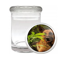 German Shepherd Dog Marijuana Medical Glass Jar 406 - $14.48