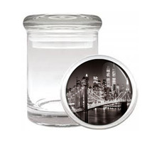 New York City Skyline At Night Medical Glass Jar 440 - $14.48