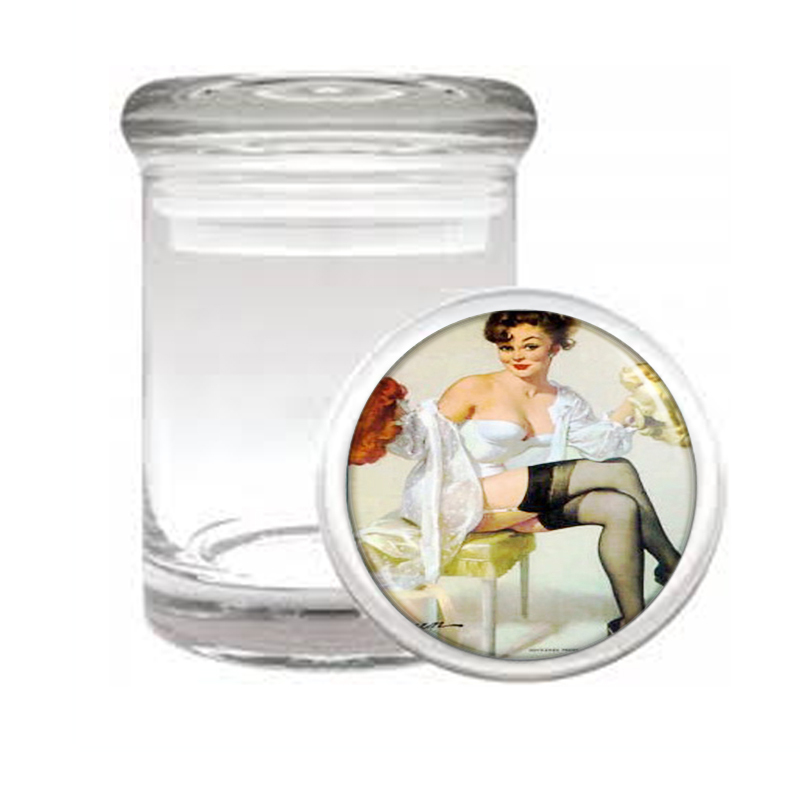 Pin Up Girl Brunette Red Blonde Wigs Medical Glass Jar 178 - $14.48