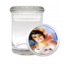Retro Pretty Girl Beach Medical Glass Jar 464 - £11.39 GBP