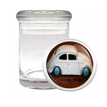 VOLKSWAGEN BEETLE BUG RETRO TOY CAR Medical Glass Jar 256 - $14.48