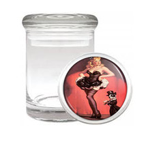 Pin-Up Blonde Boston Terrier Medical Glass Jar 575 - £11.39 GBP