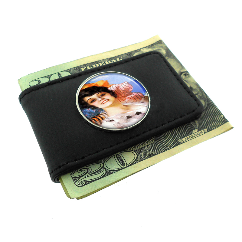 Retro Pretty Girl Beach Money Clip Leather 464