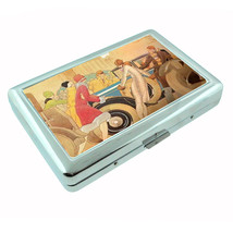 1920s Flappers With Vintage Car Art Deco Silver Cigarette Case 022 - £13.33 GBP