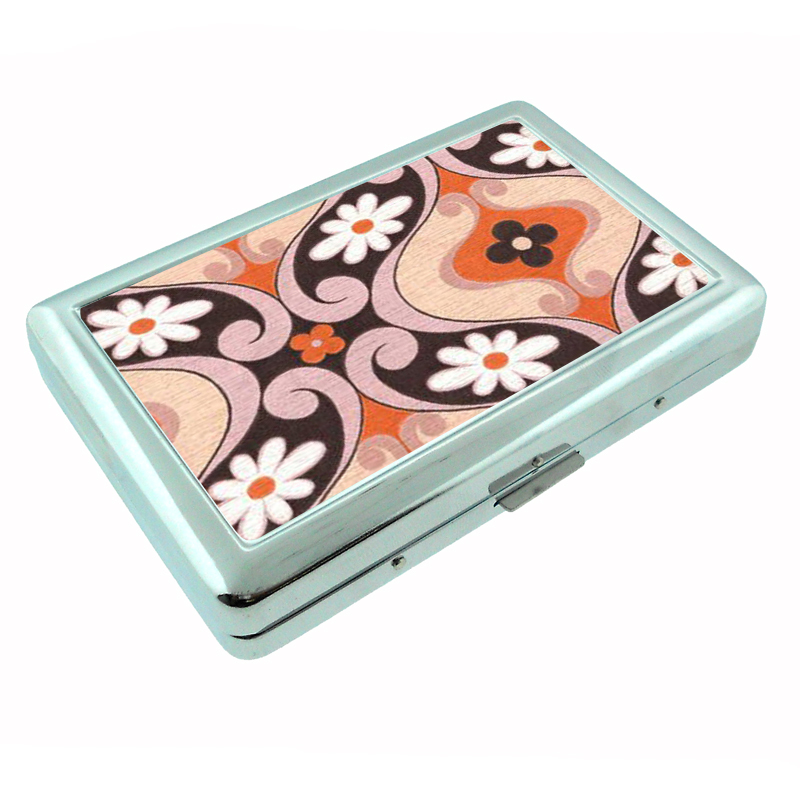 1960s or 70s Mod Wallpaper 8 Silver Cigarette Case 043