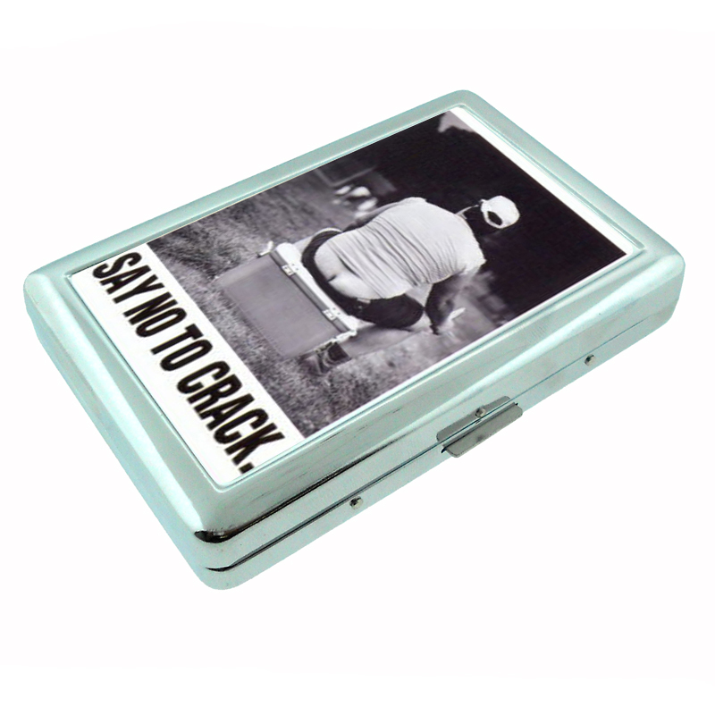 Say No to Crack Funny Gag Gift Silver Cigarette Case 056