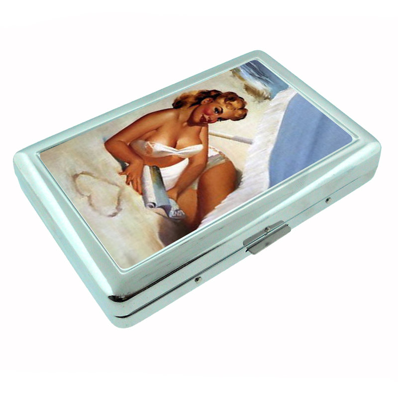 Pin Up Girl Beach Umbrella Silver Cigarette Case 194
