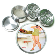 Pin Up Girl Cartoon Airplane 4Pc Aluminum Grinder 027 - £12.37 GBP