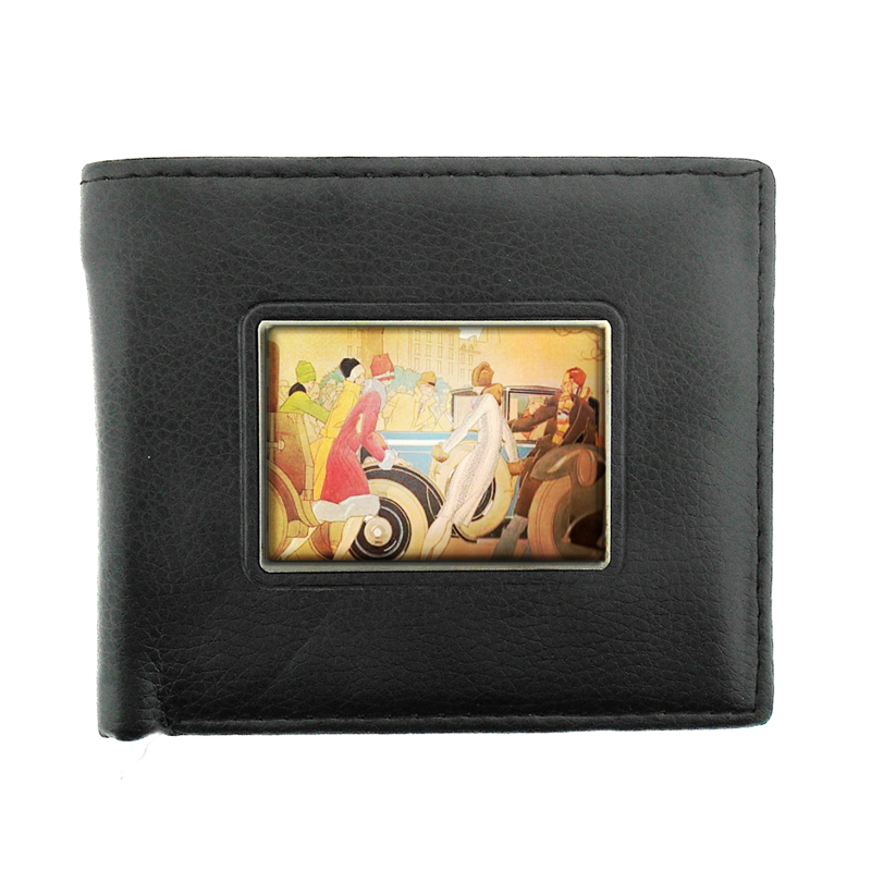 1920s FLAPPERS WITH VINTAGE CAR ART DECO Bifold Wallet 022