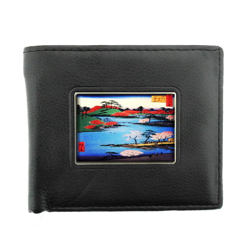 Japanese Woodblock Along River Bifold Wallet 061