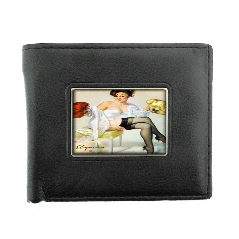 Pin Up Girl Brunette Red Blonde Wigs Bifold Wallet 178