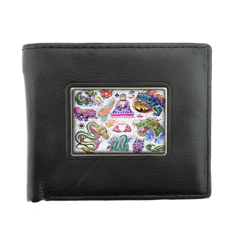 ASIAN Art Tattoo Dragon Buddha Bifold Wallet 212