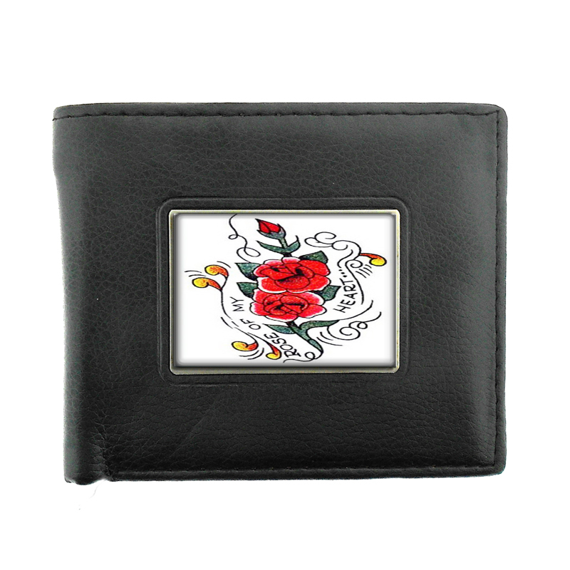Rose of my Heart Tattoo Retro Bifold Wallet 340