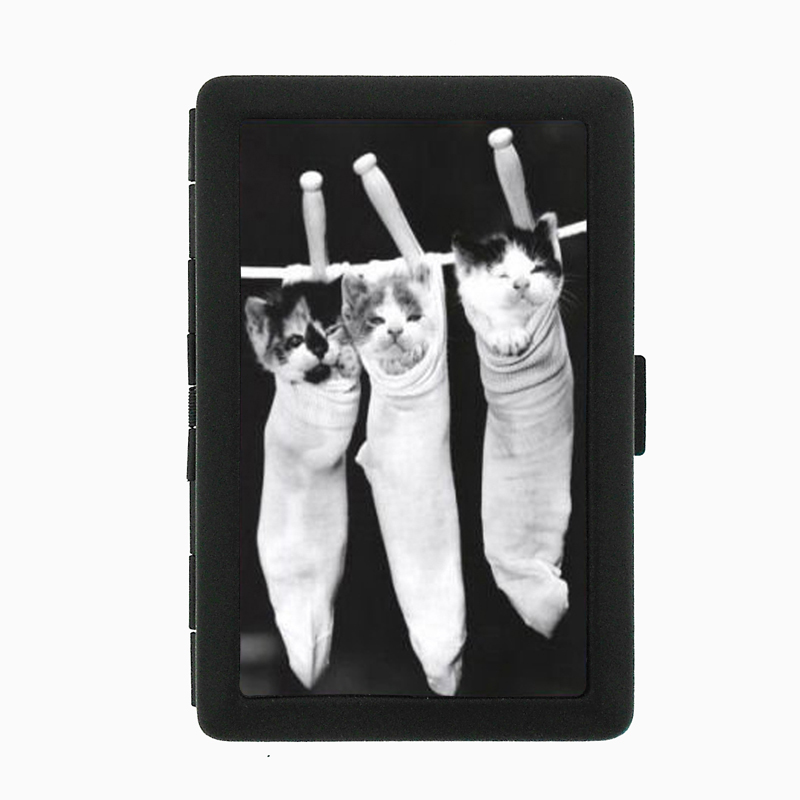 Kittens In Stockings Cute Cats Black Cigarette Case 157