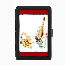 Pin Up Blonde with Red Roses Double-Sided Black Cigarette Case 229 - £10.08 GBP