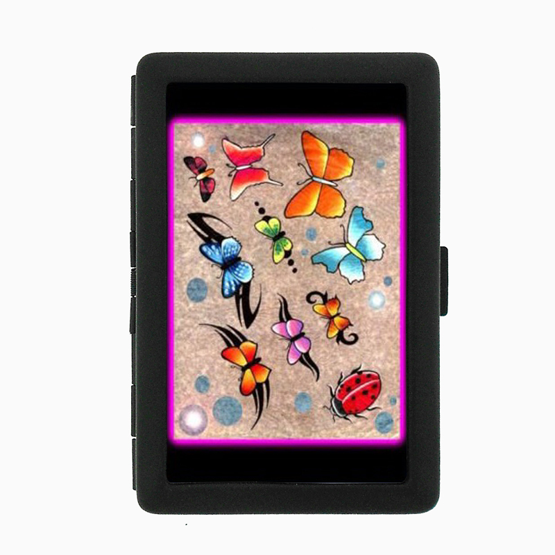 Butterfly Colorful Modern Art Black Cigarette Case 216