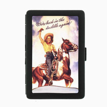 Western Pin Up Girl With Horse Black Cigarette Case 240 - £10.53 GBP