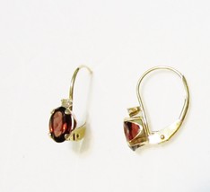 14K Yellow Gold Brazilian Red Garnet Oval &amp; Diamond Earrings, 1.01(TCW), 0.8GR - £138.77 GBP