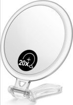 5&quot; Magnifying mirror 20x portable handheld or tabletop clear acrylic dou... - £6.87 GBP