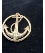 Napier Vintage 2&quot; Round Anchor Gold Tone Brooch Pin - £13.36 GBP