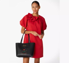 NWB Kate Spade Disney Beauty &amp; The Beast Black Leather Tote KE572 $379 Gift Y - £109.49 GBP