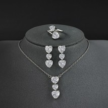 2022 New Trendy Heart silver color bride Jewelry Sets  for Women Anniversary Gif - £18.86 GBP