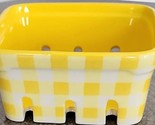Pioneer Woman ~ YELLOW Gingham 4.75&quot; Square x 2.25&quot; Tall Stoneware Fruit... - £18.04 GBP