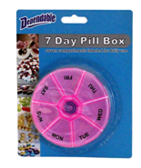 Pill Box 7 Day Round  - Compact 3 3/8&quot; x 0.75&quot; w/ Daily Labeled Compartment - $9.48 CAD