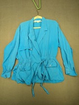 Norton McNaughton Women&#39;s Size 12 Suit Silk Blazer Jacket Asymmetric Turquoise - $14.01