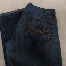 7 For All Mankind Blue Jeans 32 Standard Straight Leg Dark Wash Button Fly - $32.95