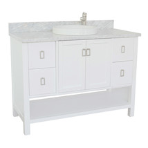 49&quot; Single vanity in White finish with White Carrara top and round sink - £1,506.81 GBP